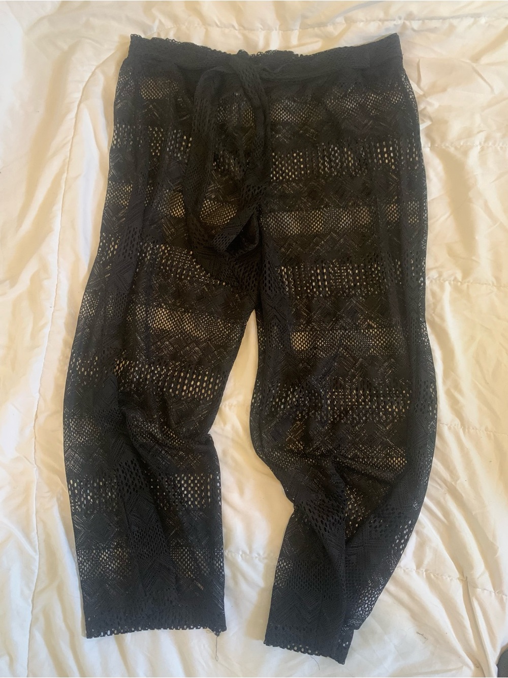 Black Mesh Knit Swim Cover Up Pants
